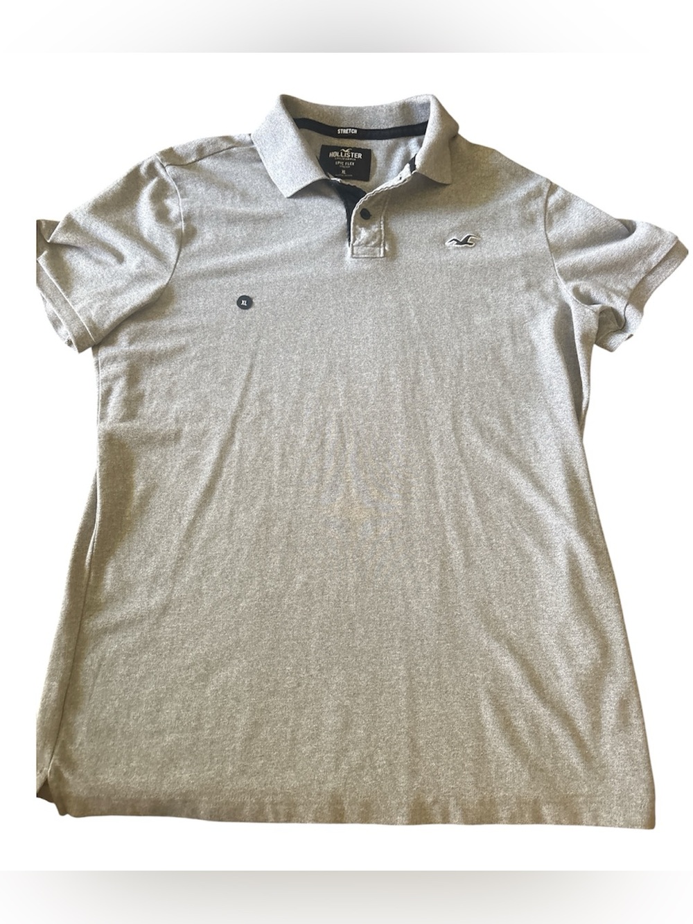 Hollister Men's Light Gray Polo with Embroidered Logo Sz XL stretch